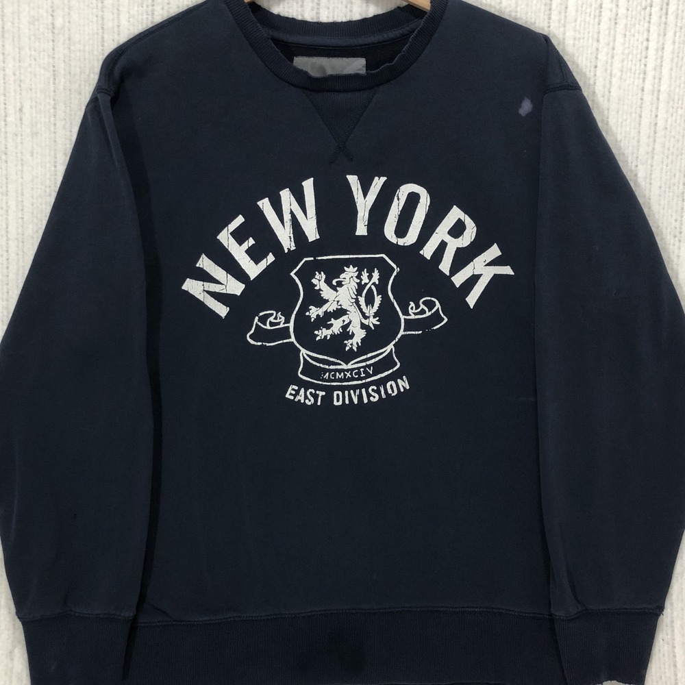 Vintage Old Navy Sweatshirt L Navy Blue Crewneck Y2K New York East Division